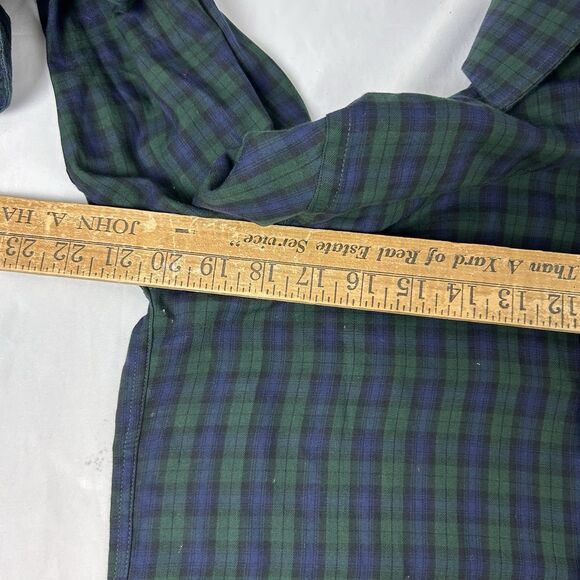 Arrow Mens Green Blue Plaid Long Sleeve Button Up Shirt S 14-14 1/2 Wrinkle Free - Picture 4 of 10